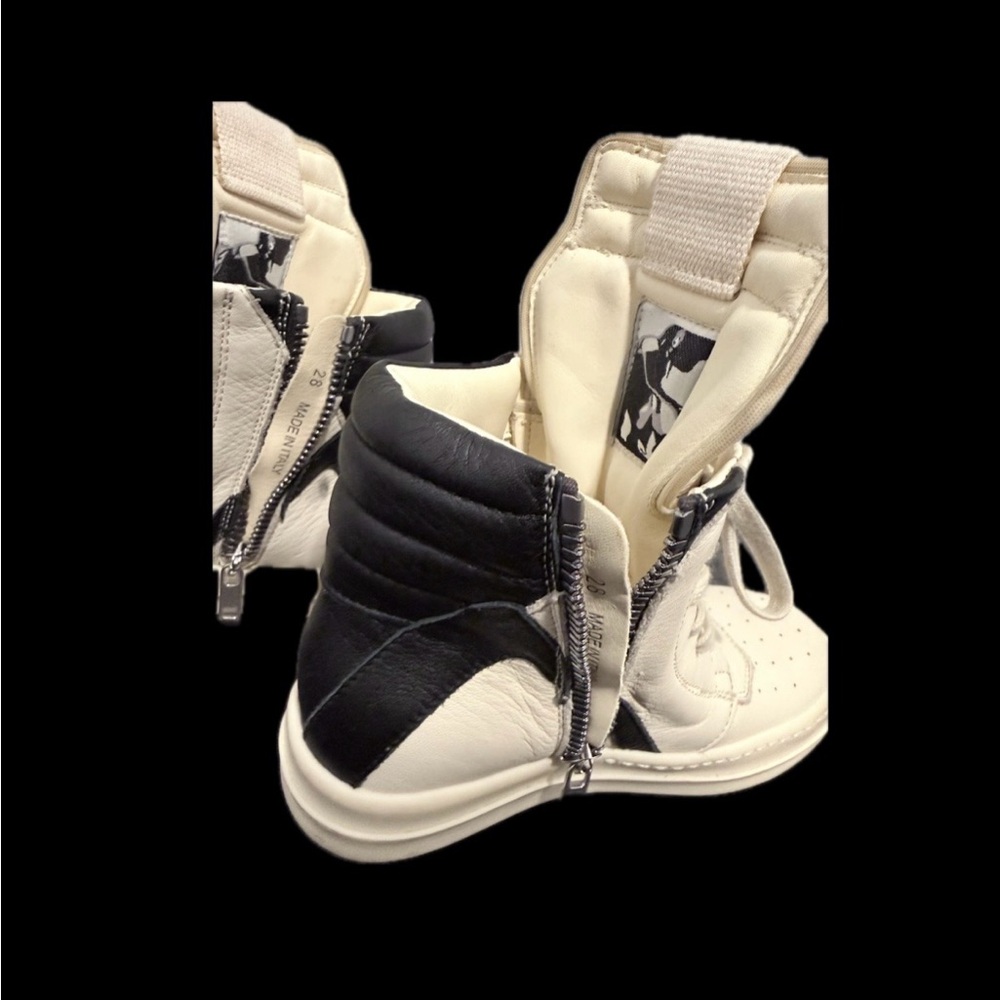 RICK OWENS KIDS Size EU28/US 11 Geobasket leather high-top sneakers - Picture 2 of 15